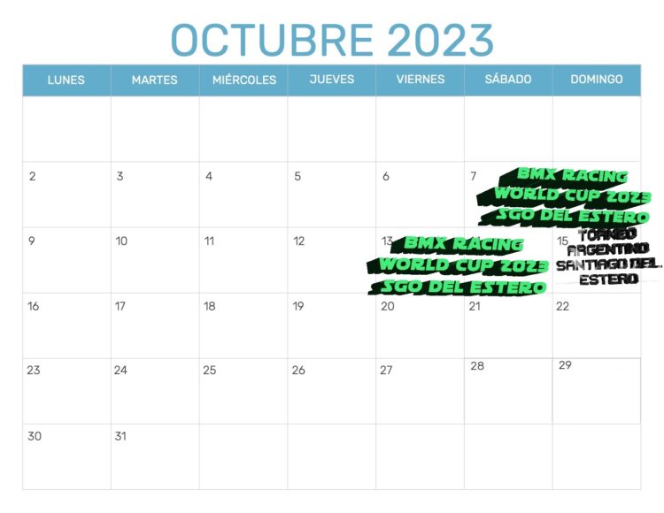 CALENDARIO DE LO QUE RESTA DEL AÑO