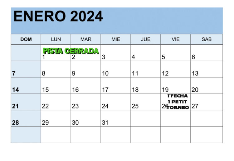 CALENDARIO Y REGLAMENTO 2024